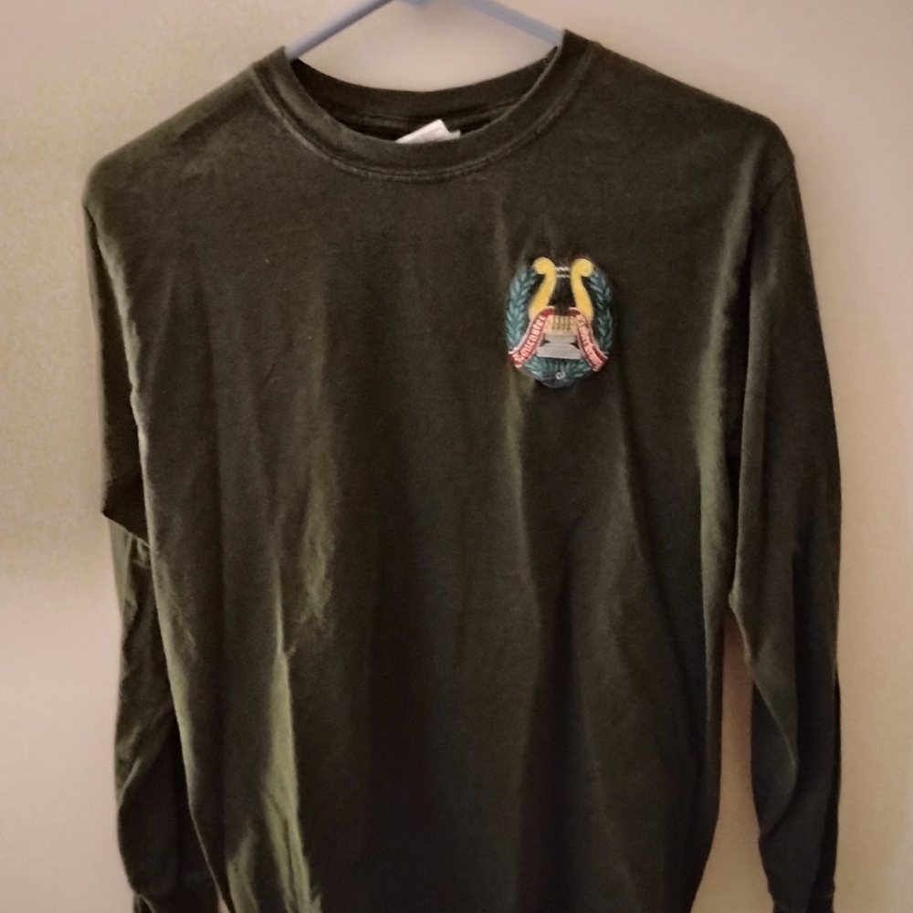 Gildan Dark Green Long Sleeve Tee with Embroidered Crest